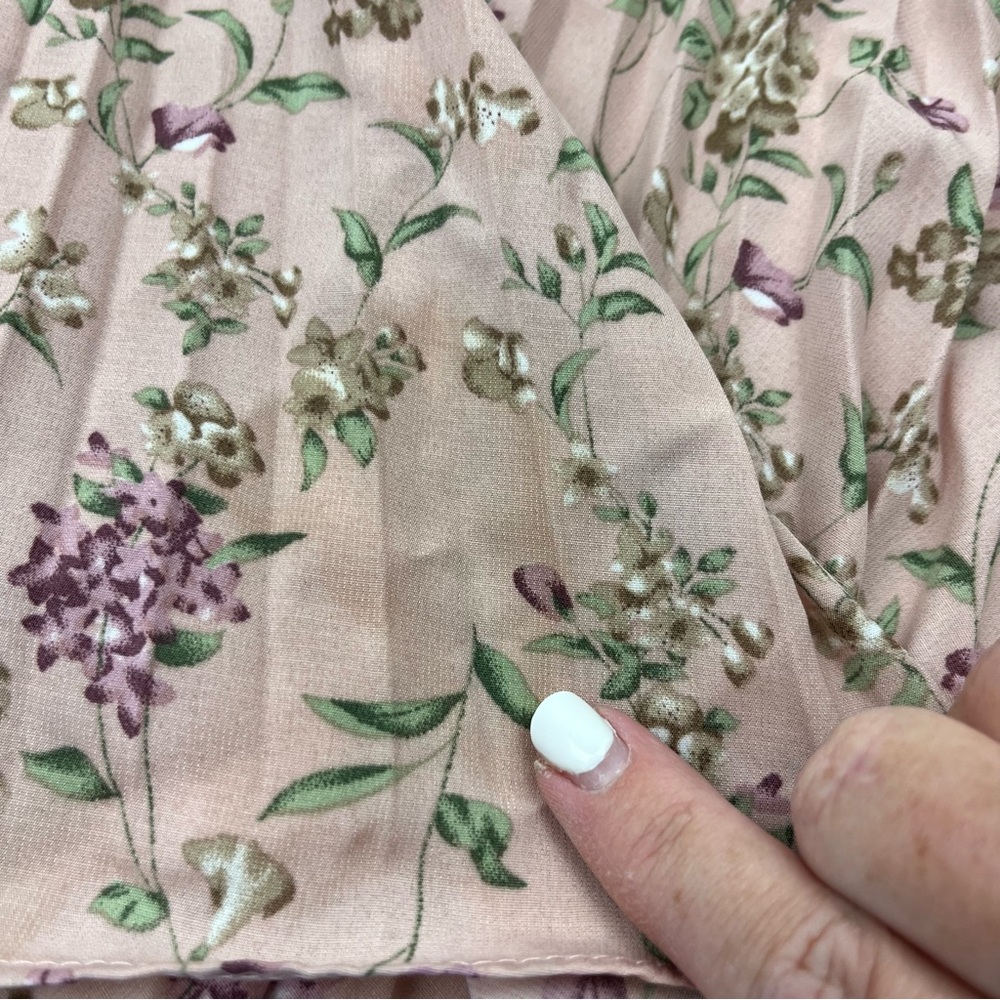 Lulus Pink Floral Bustier Corset‎ Pleated Tiered Chiffon Midi Dress XL *FLAWED - Picture 4 of 13